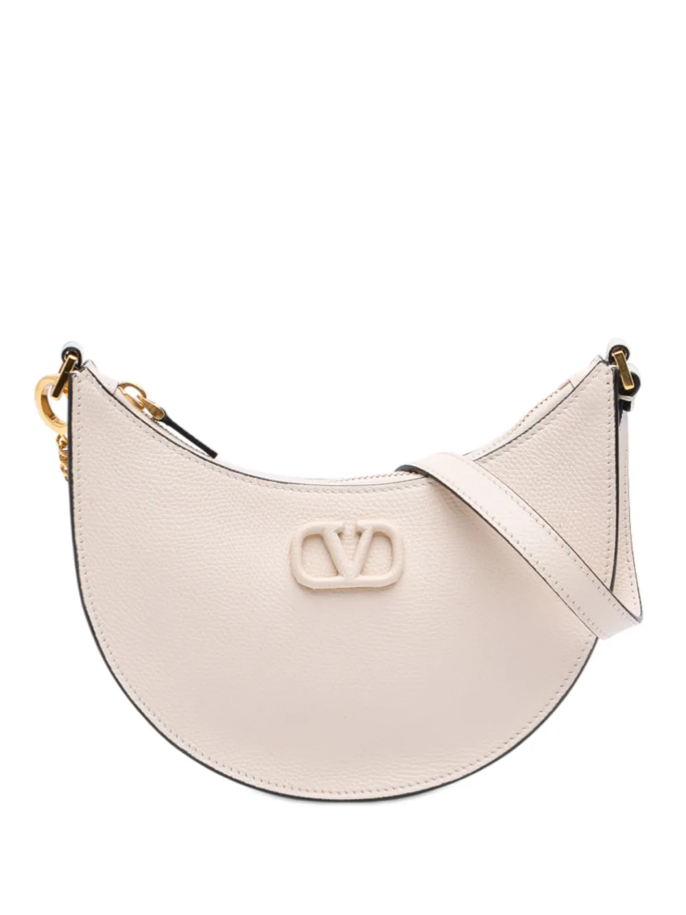 Valentino Garavani Pre-Owned 2018-2026 Mini Grainy Calfskin VLogo hobo bag - Bianco