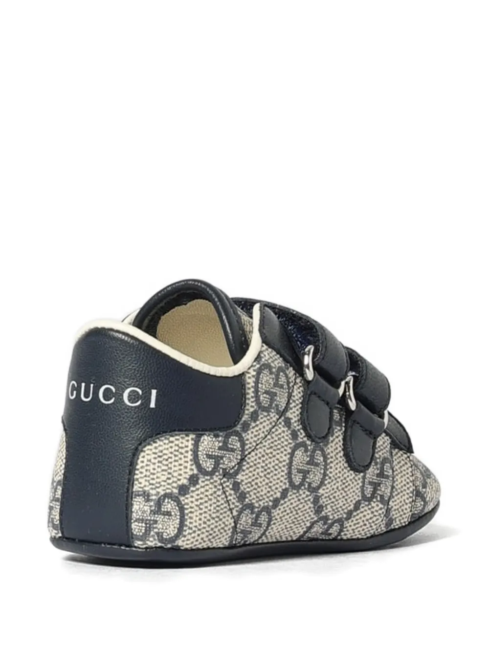 Gucci Kids Sneakers met dubbele band en monogram Beige