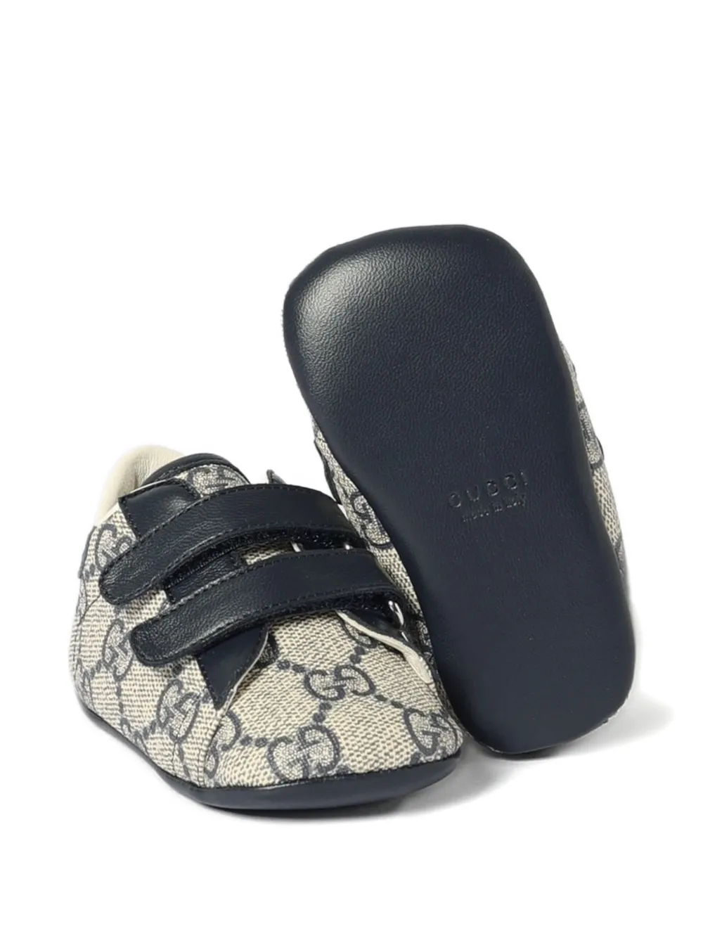 Gucci Kids Sneakers met dubbele band en monogram Beige