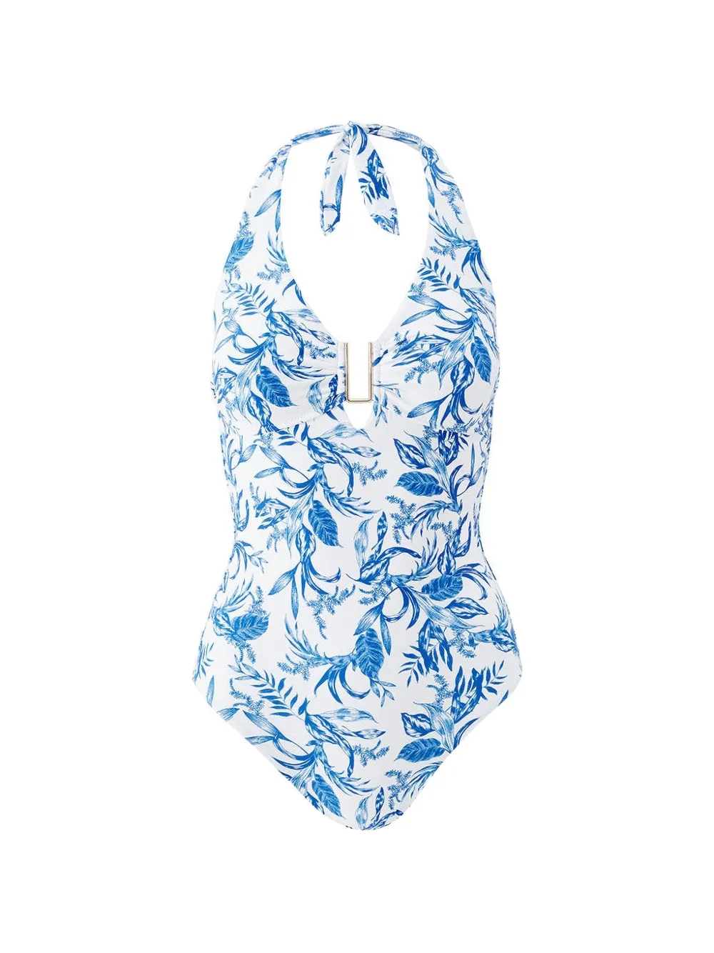 Melissa Odabash halterneck floral swimsuit - Bianco