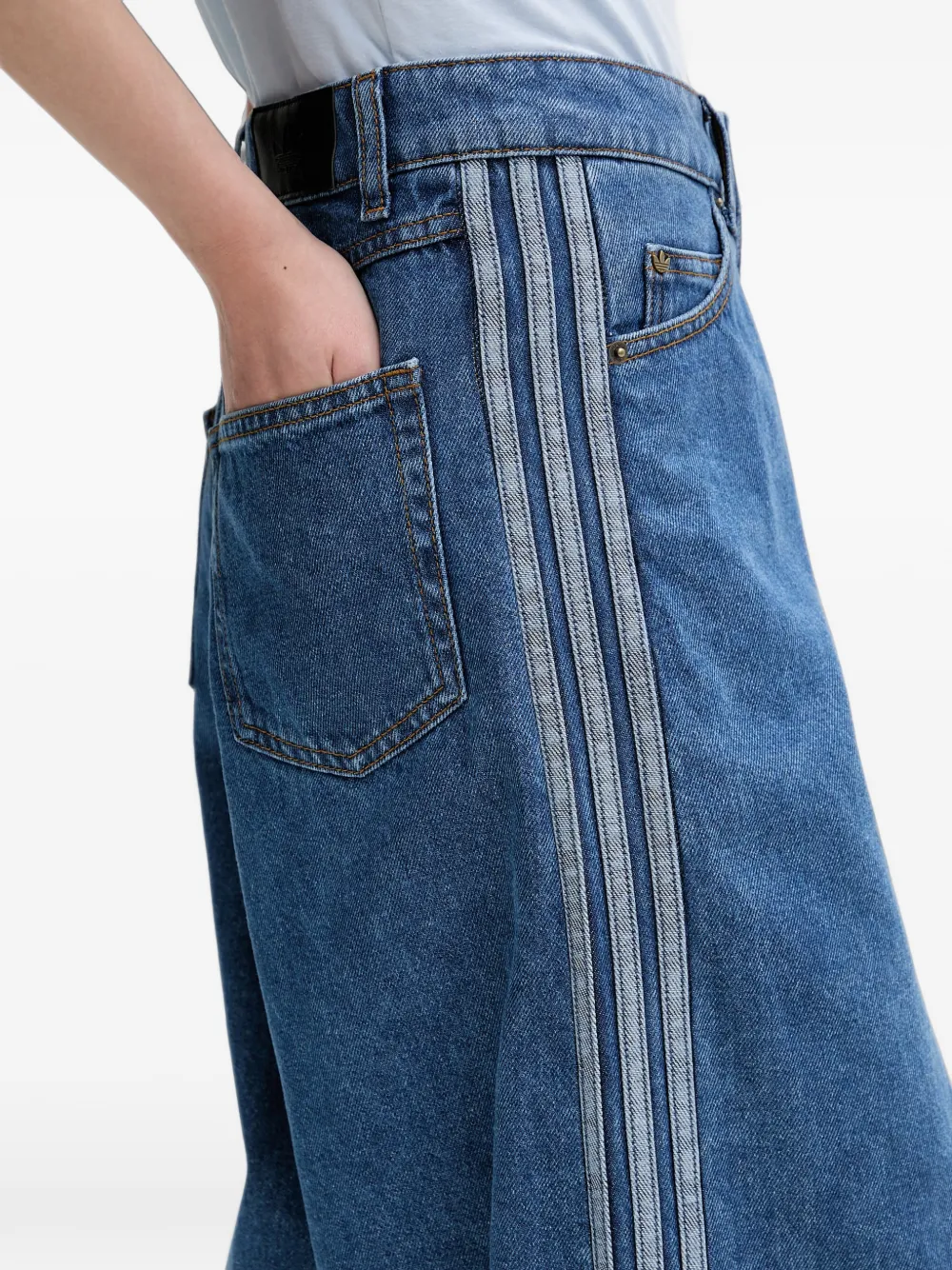 adidas Gestreepte jeans met wijde pijpen Blauw
