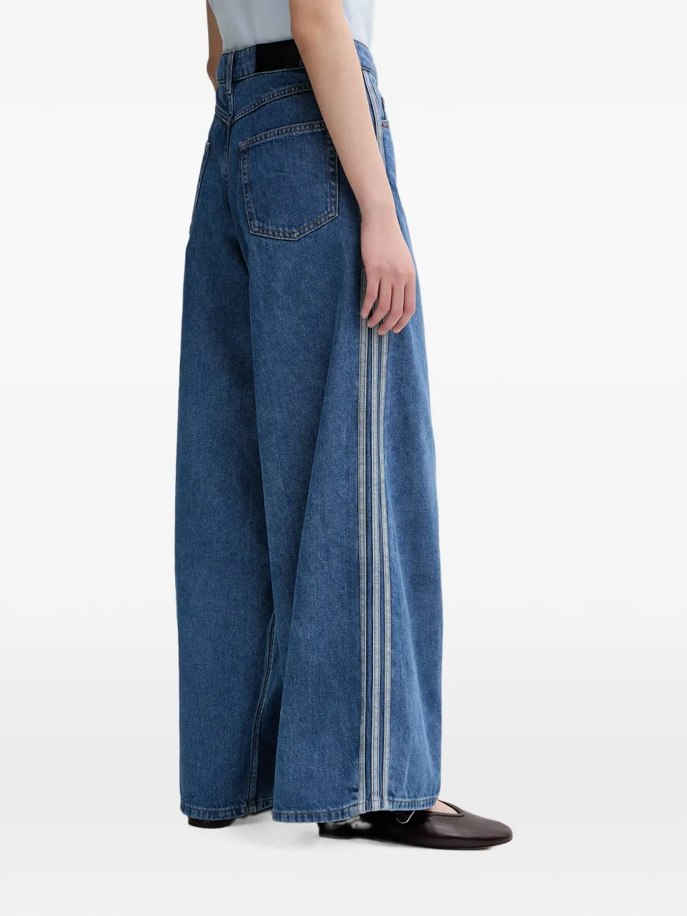 adidas Gestreepte jeans met wijde pijpen Blauw