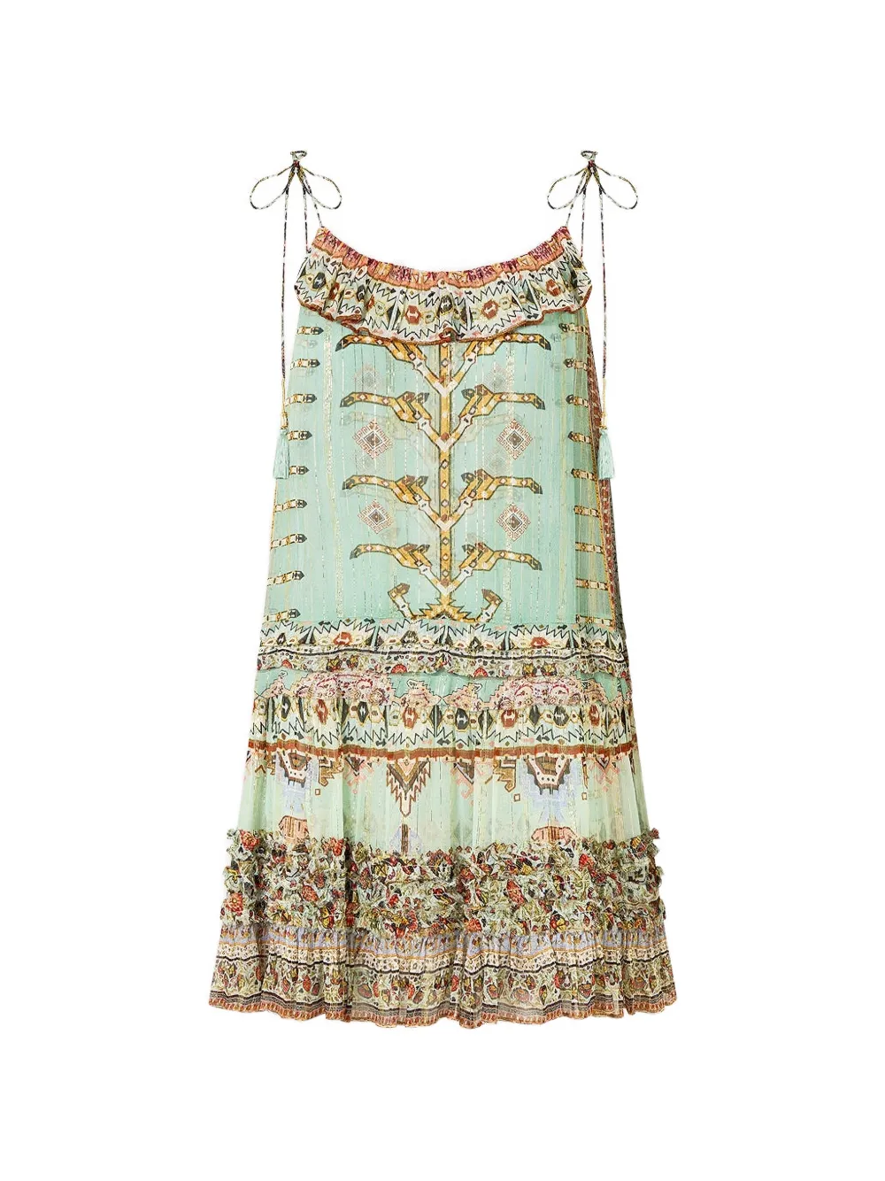 Camilla Abito corto con balze - Verde