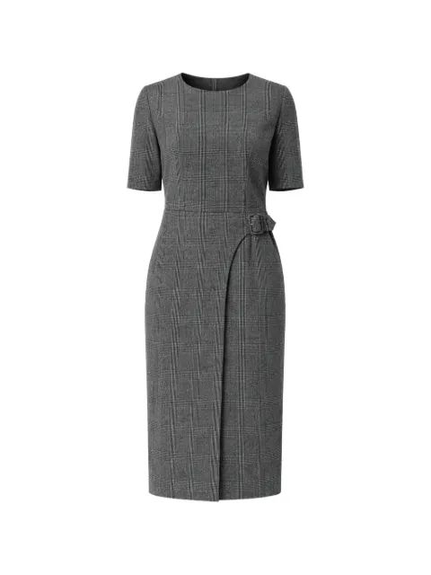 BOSS plaid-pattern midi dress