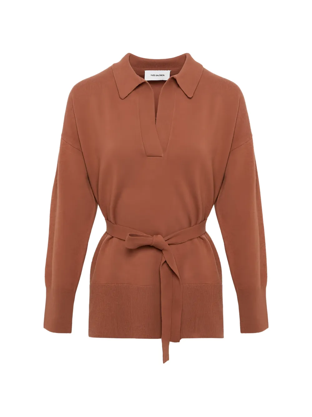 Yves Salomon V-neck knitted top - Marrone