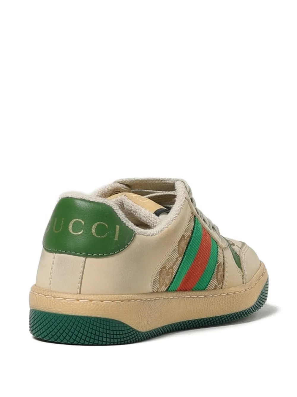 Gucci Kids Screener gestreepte sneakers met logo Beige