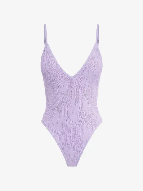 Bond-eye textured-floral swimsuit
