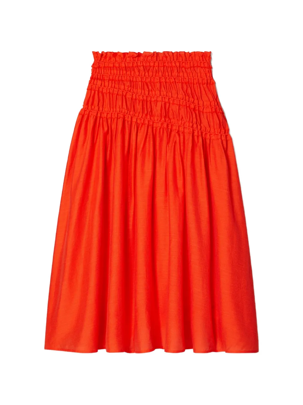 Tory Burch shirred-detail midi skirt - Arancione