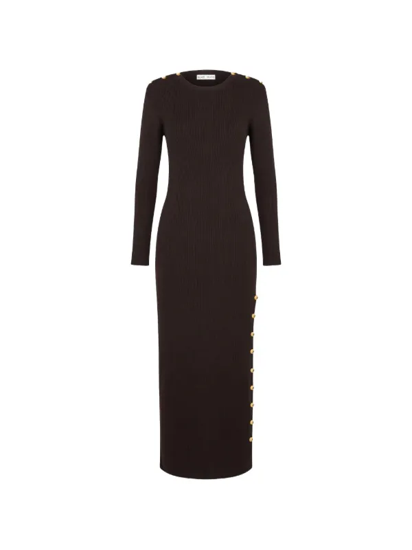 ribbed button midi dress Karen Kane Ribbed Sleeveless Midi Dress - Navy