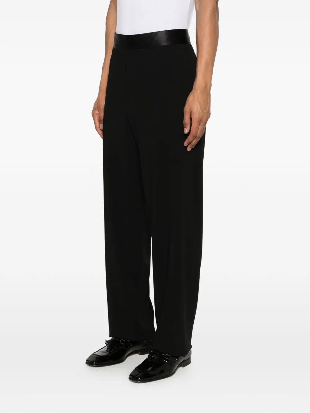 Giorgio Armani Broek met satijnen afwerking Zwart