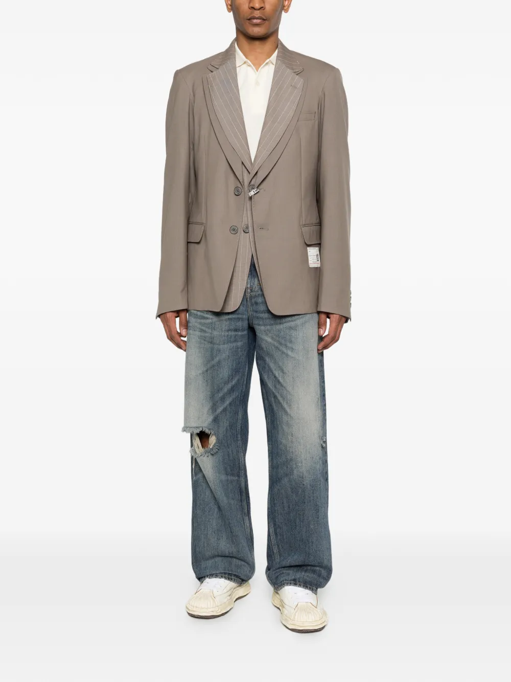  Maison Mihara Yasuhiro Pinstripe-lapel Blazer - Neutrals 