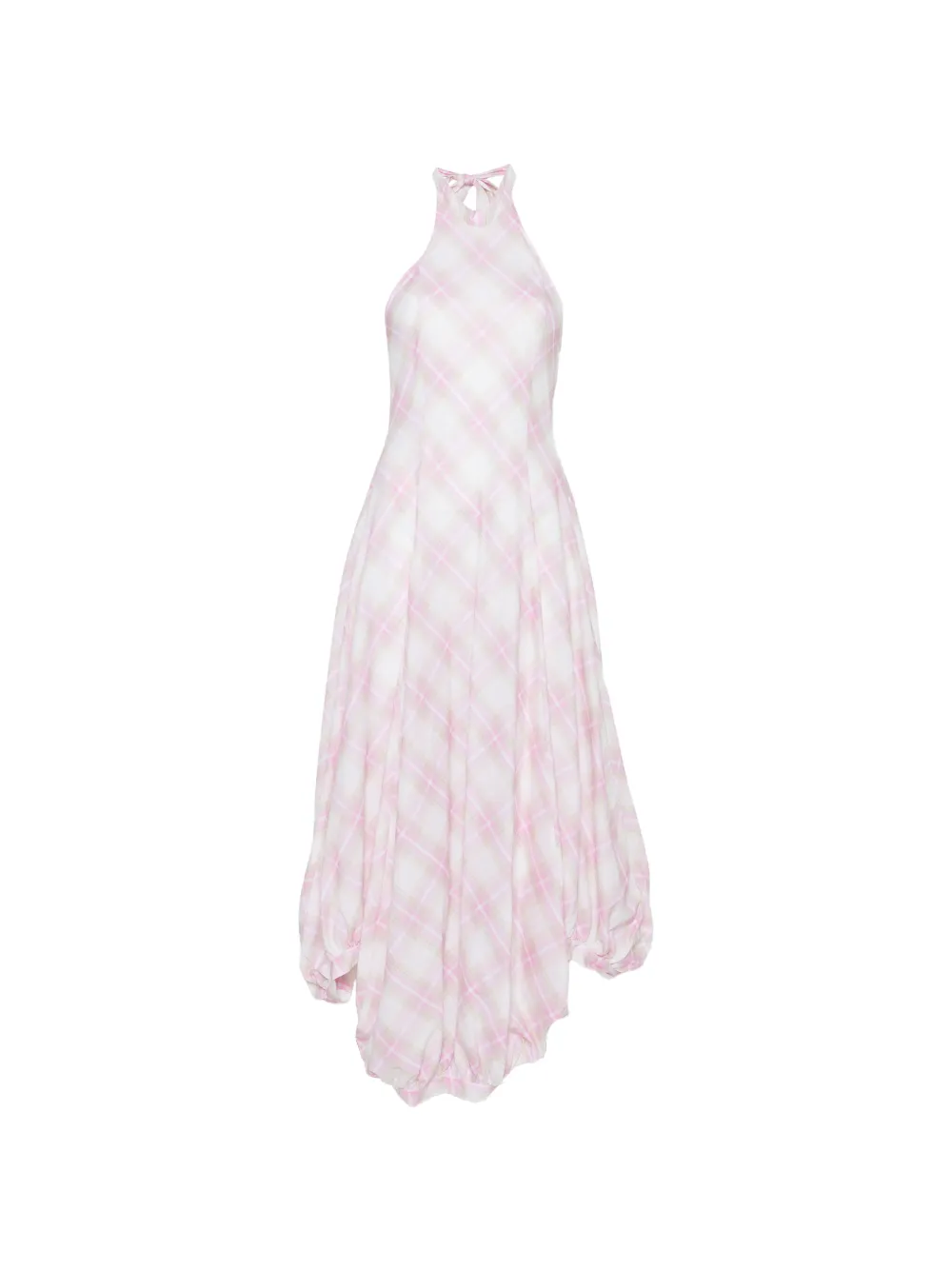 Gimaguas checked asymmetric-hem dress - Bianco