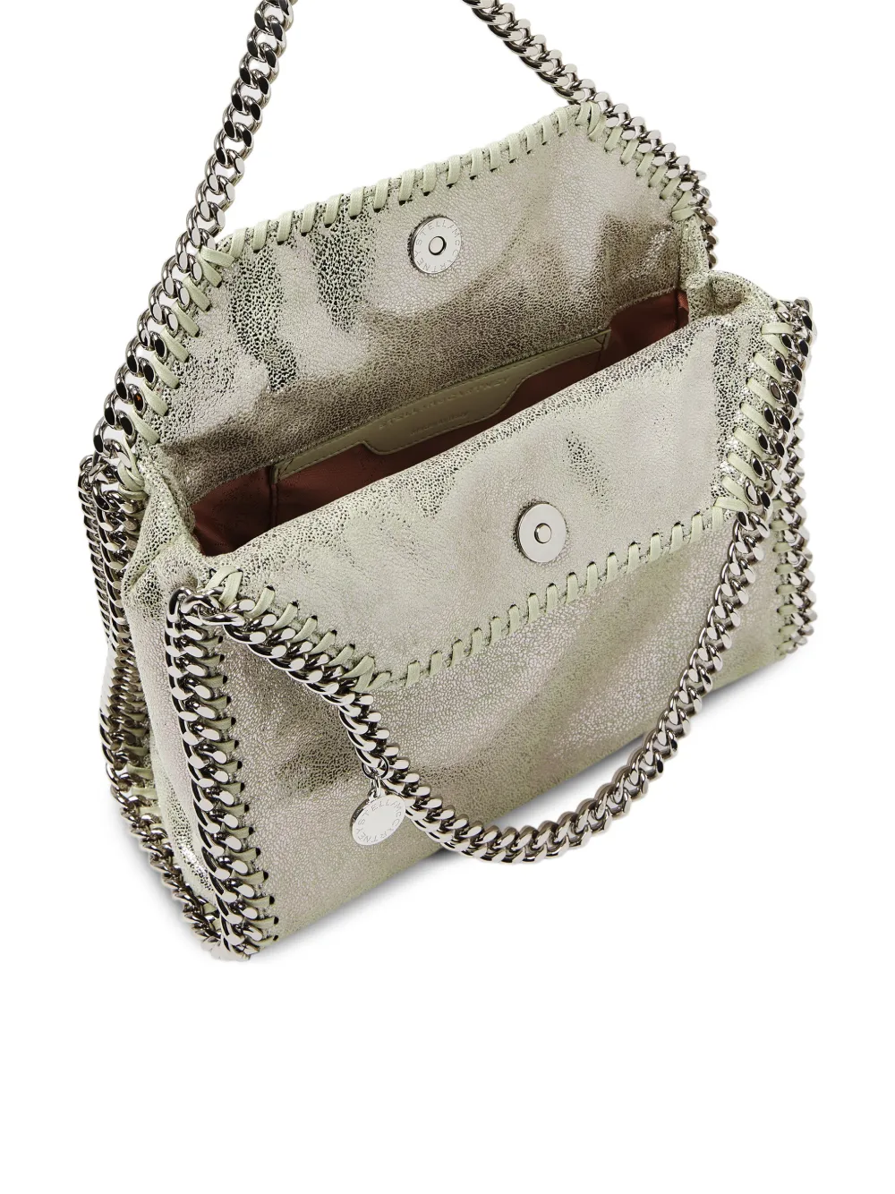 Stella McCartney Falabella metallic mini-shopper Groen