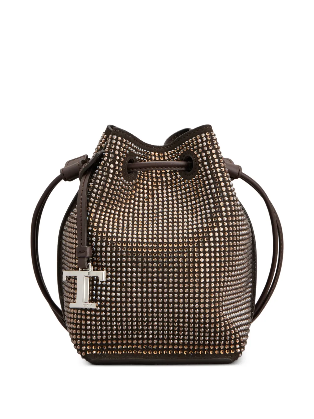Tod's Borsa a secchiello con strass - Marrone