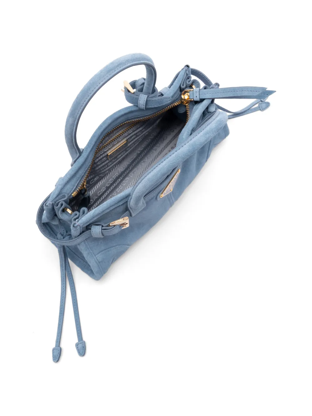 Prada Bonnie Suede Mini Handbag in Blue, view 4
