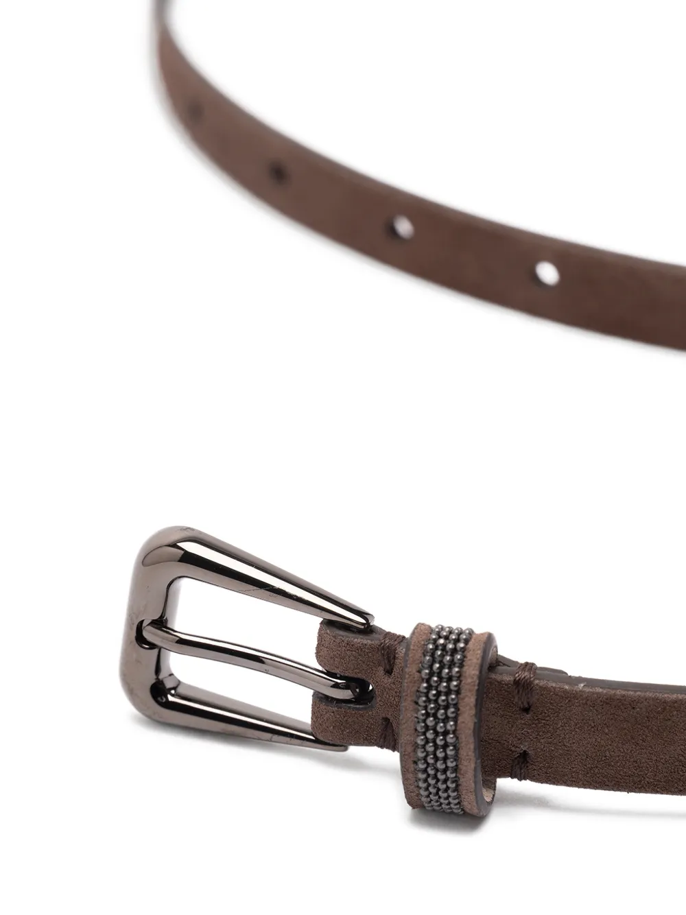  Brunello Cucinelli Beaded Leather Belt - Brown 