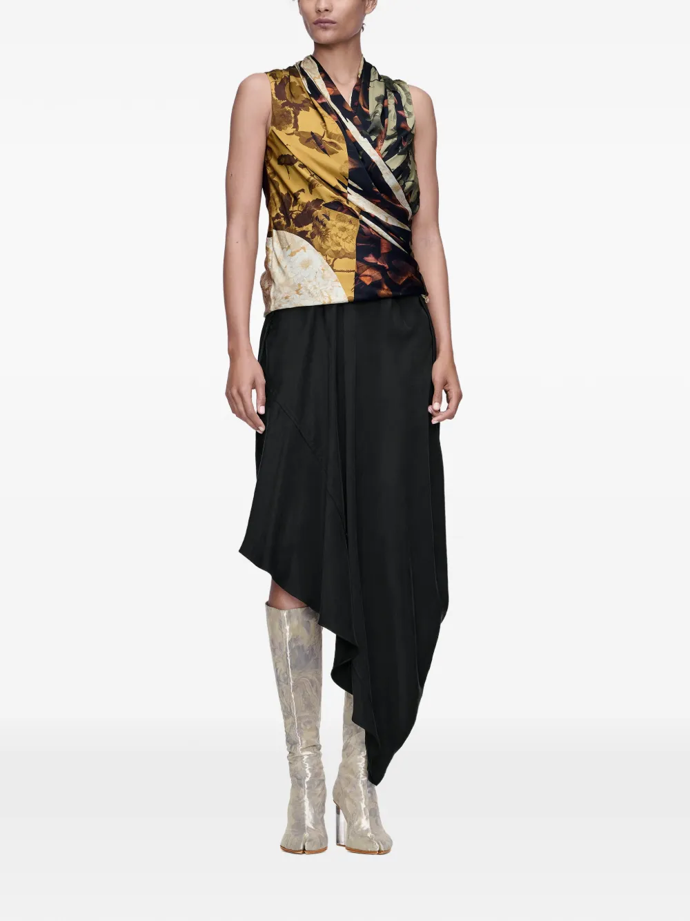 Maison Margiela Gedrapeerde zijden top Geel