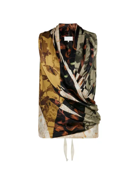 Maison Margiela draped floral silk top