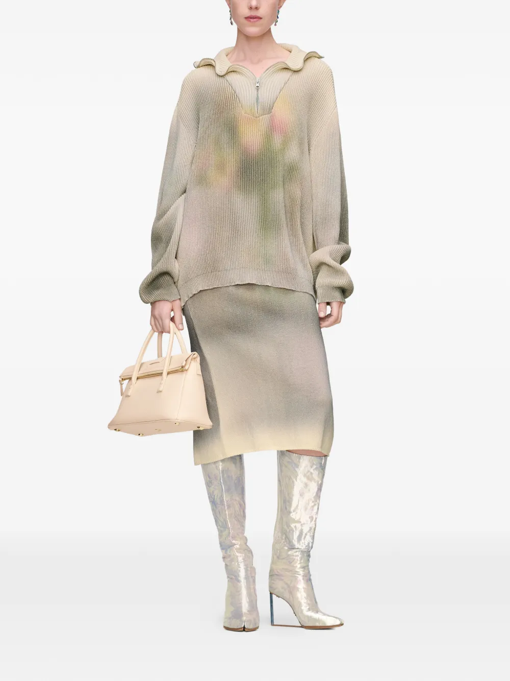Maison Margiela Gebreide trui met rits Beige