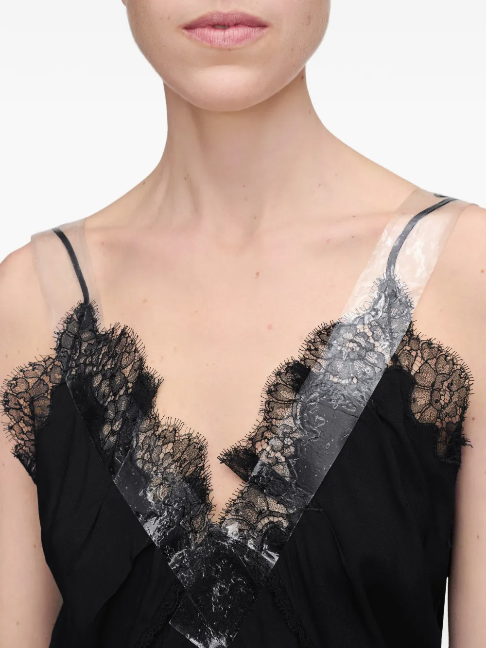Maison Margiela Midi-jurk met kanten afwerking Zwart