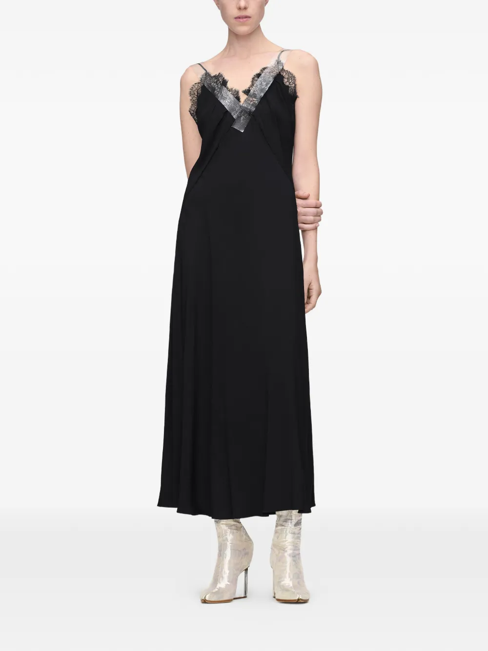 Maison Margiela Midi-jurk met kanten afwerking Zwart