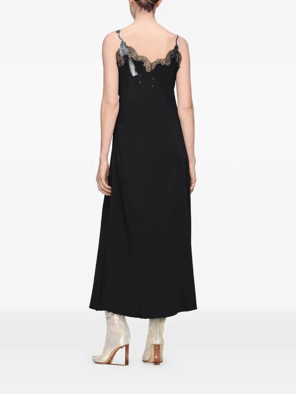 Maison Margiela Midi-jurk met kanten afwerking Zwart