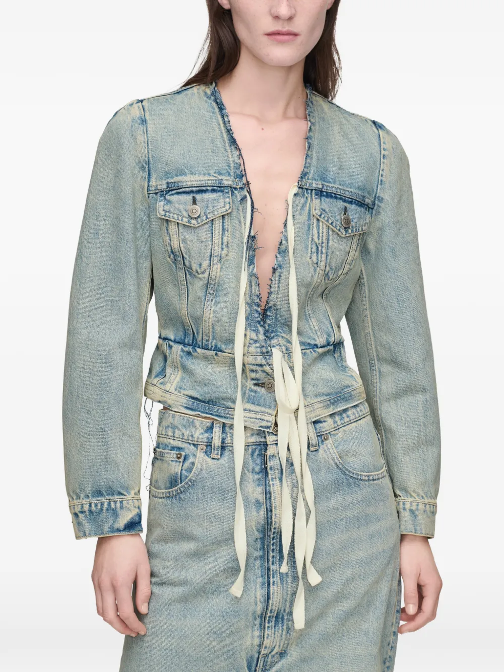 Maison Margiela Jack met gerafelde rand Blauw