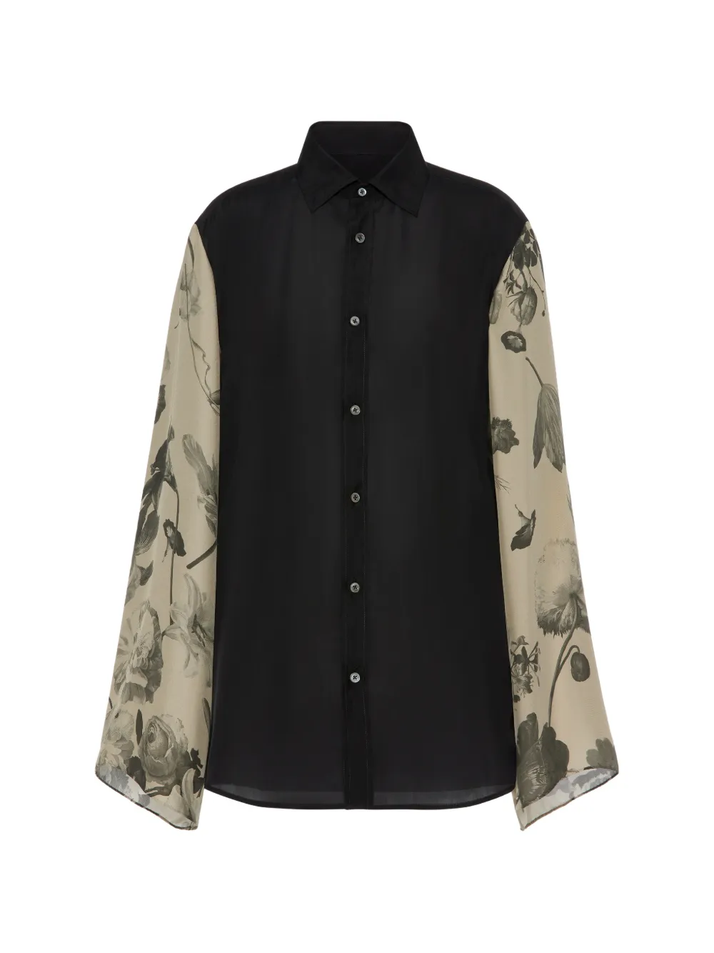 Maison Margiela floral-sleeves shirt - Black
