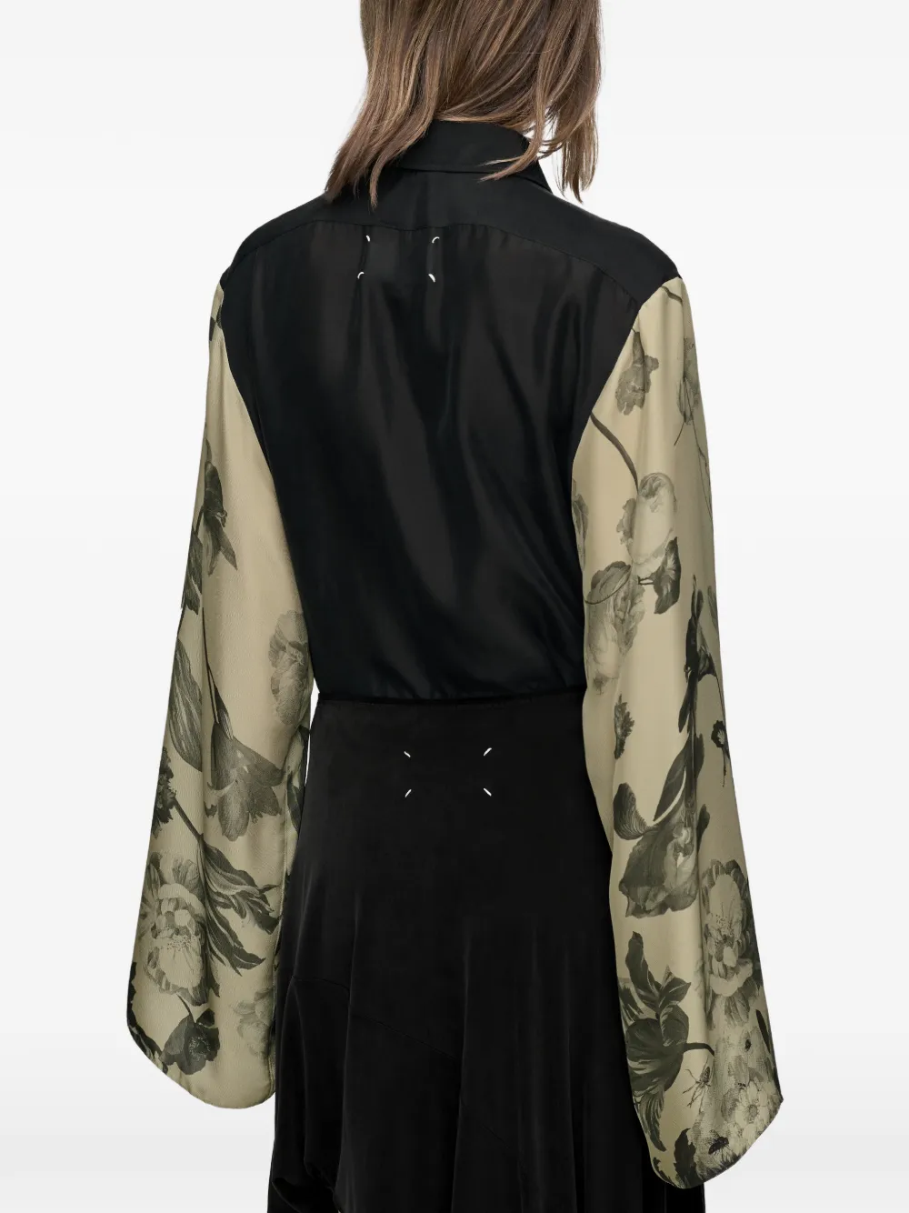 Maison Margiela Zijden blouse met bloemen Zwart
