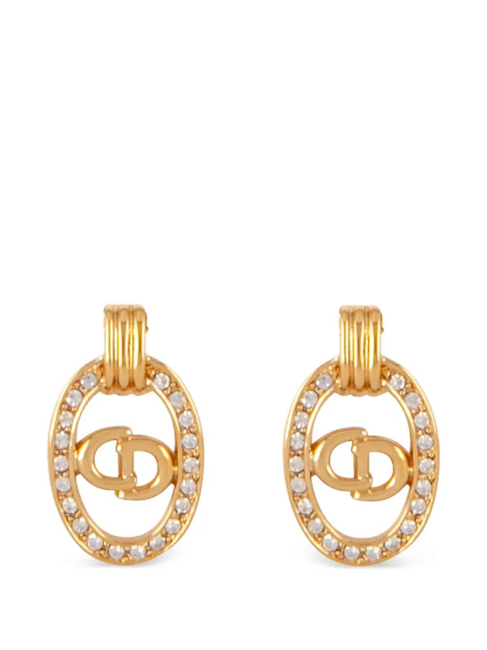 Christian Dior Pre-Owned 1980s oval-logo clip-on earrings - Oro