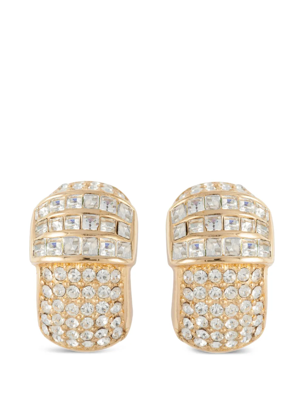 Christian Dior Pre-Owned 1980s crystal-embellished clip-on earrings - Oro