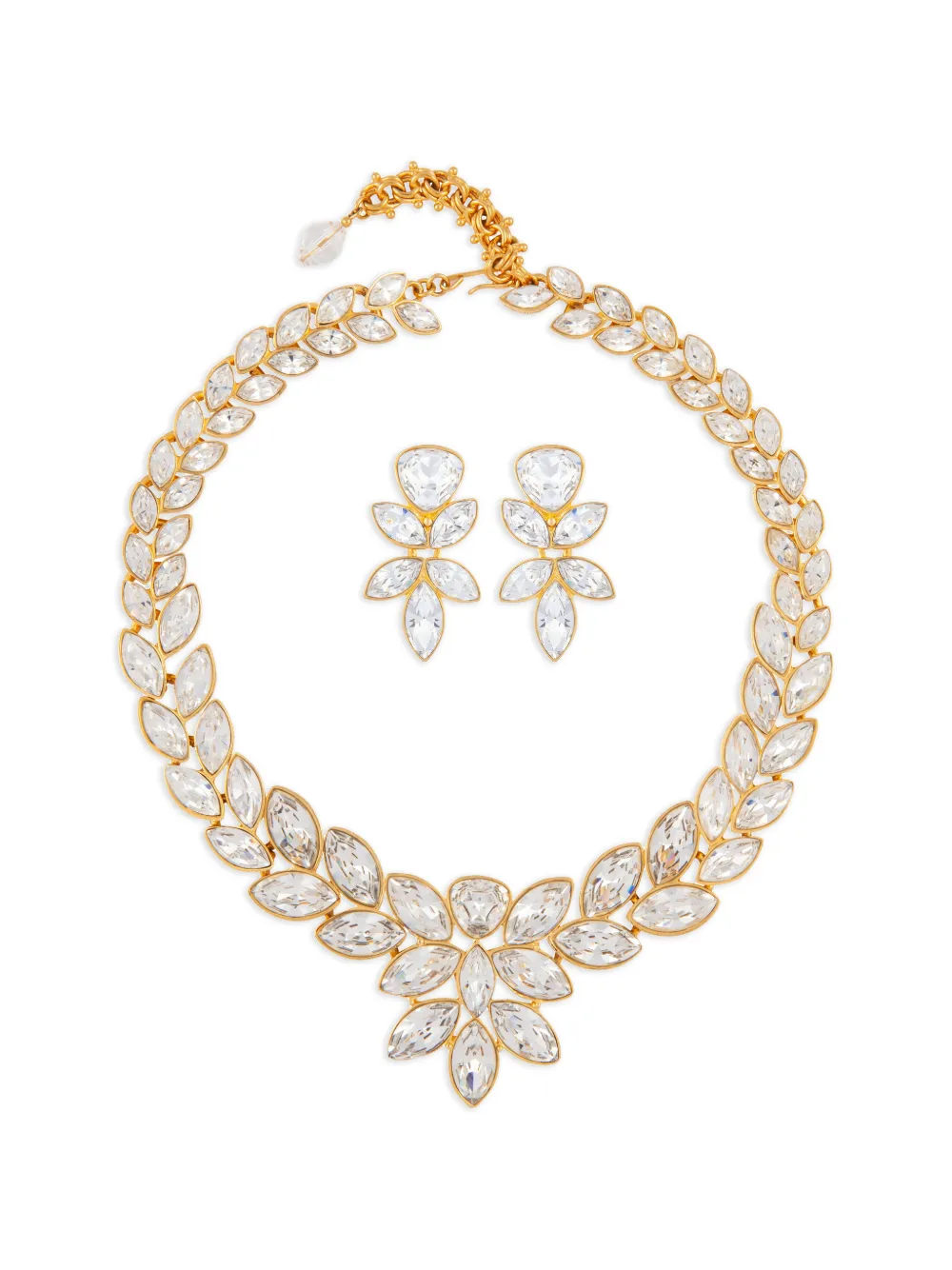 Susan Caplan Vintage 1980s leaf-design necklace and earrings set - Oro