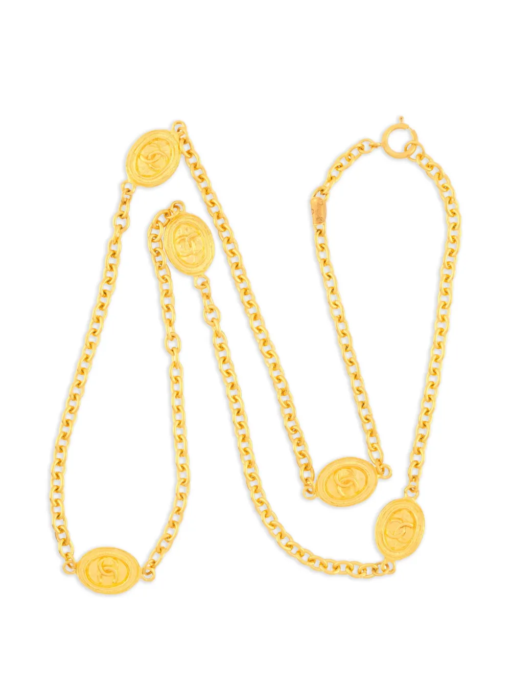 CHANEL Pre-Owned 1980s oval-medallion necklace - Oro