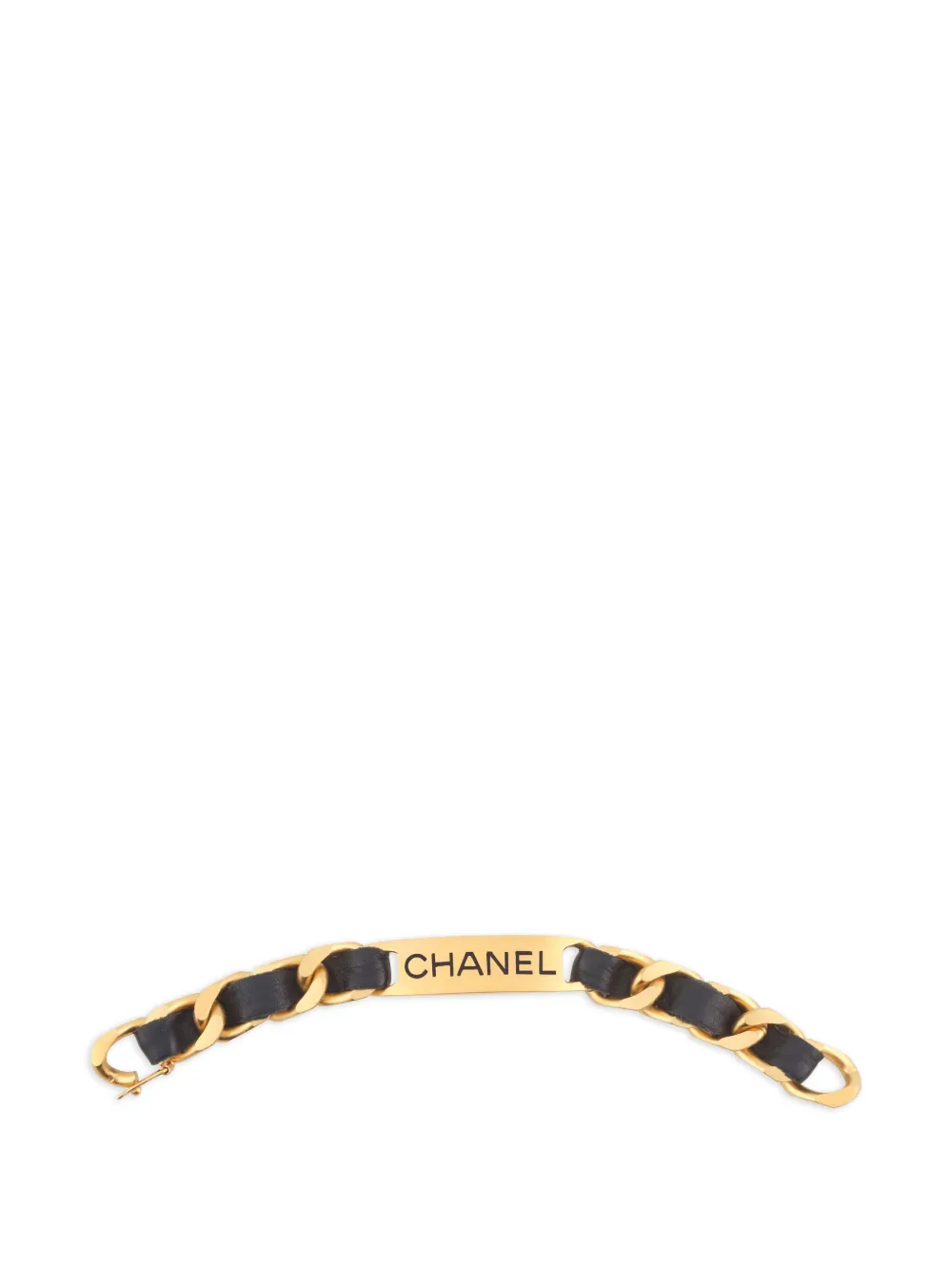 CHANEL Pre-Owned 1995 logo-plaque chain bracelet - Oro