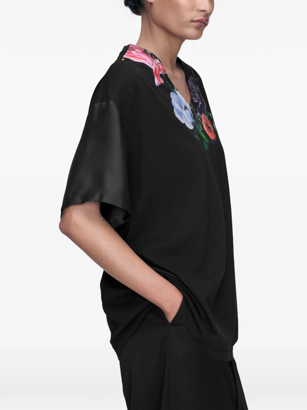 Maison Margiela T-shirt met bloemenprint Zwart