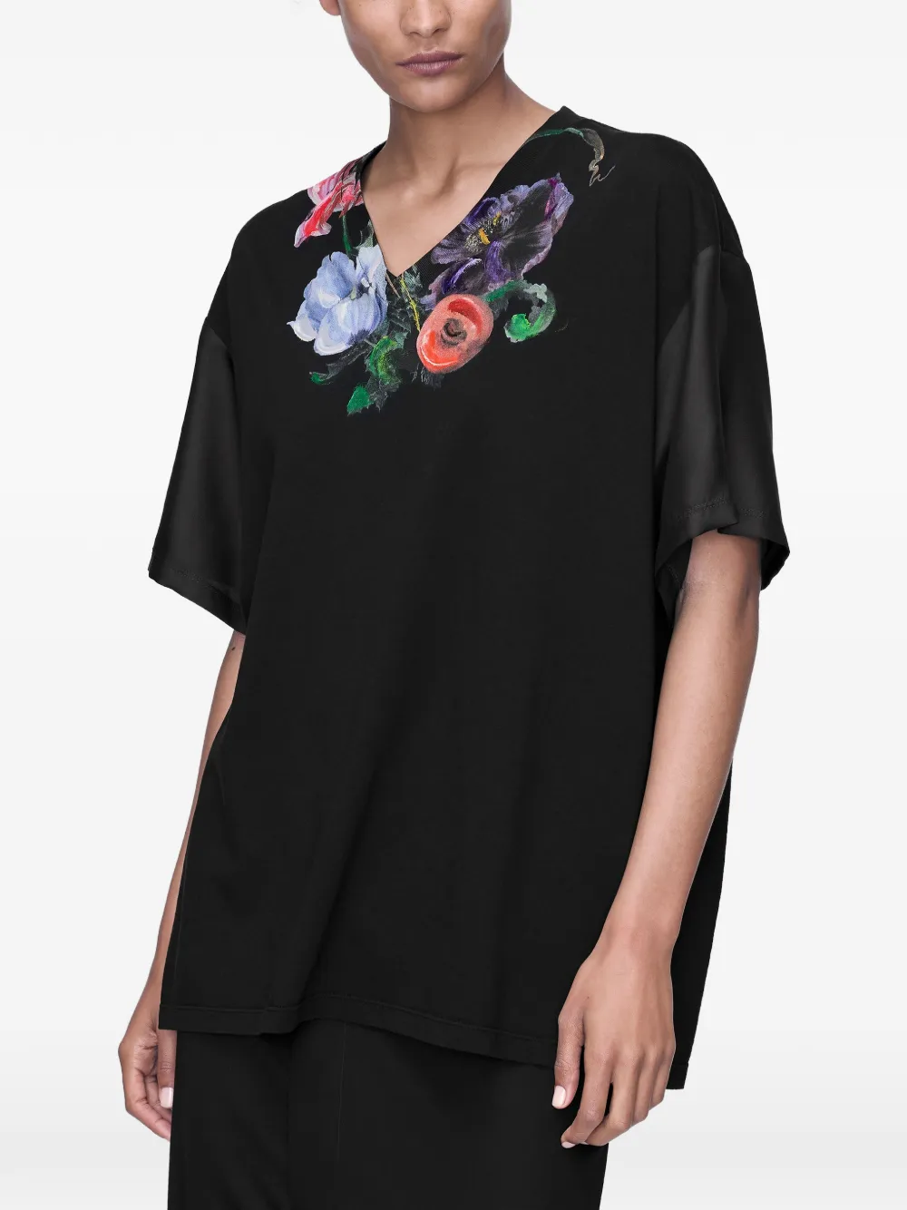 Maison Margiela T-shirt met bloemenprint Zwart