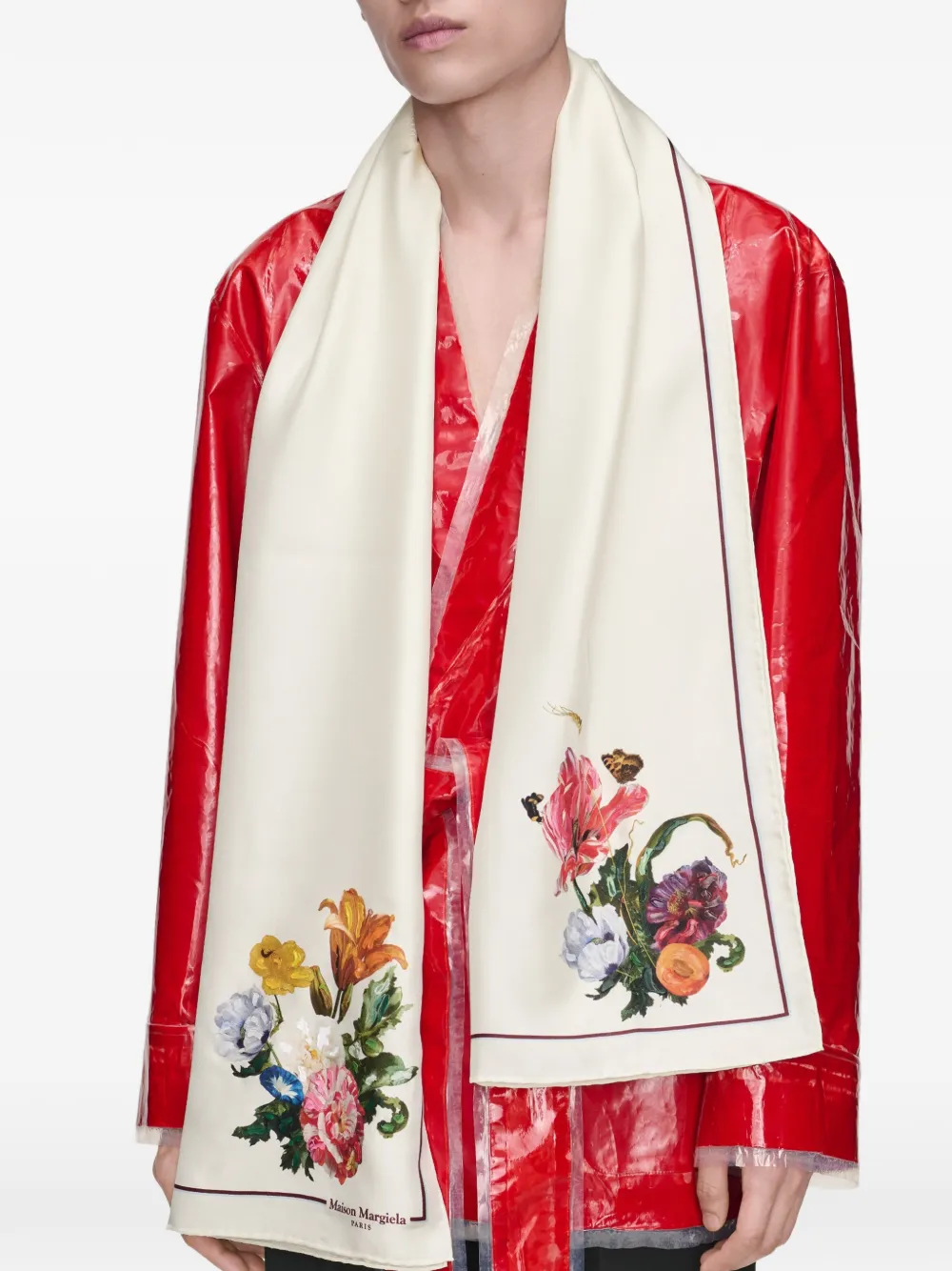 Maison Margiela Sjaal met bloemenprint Beige