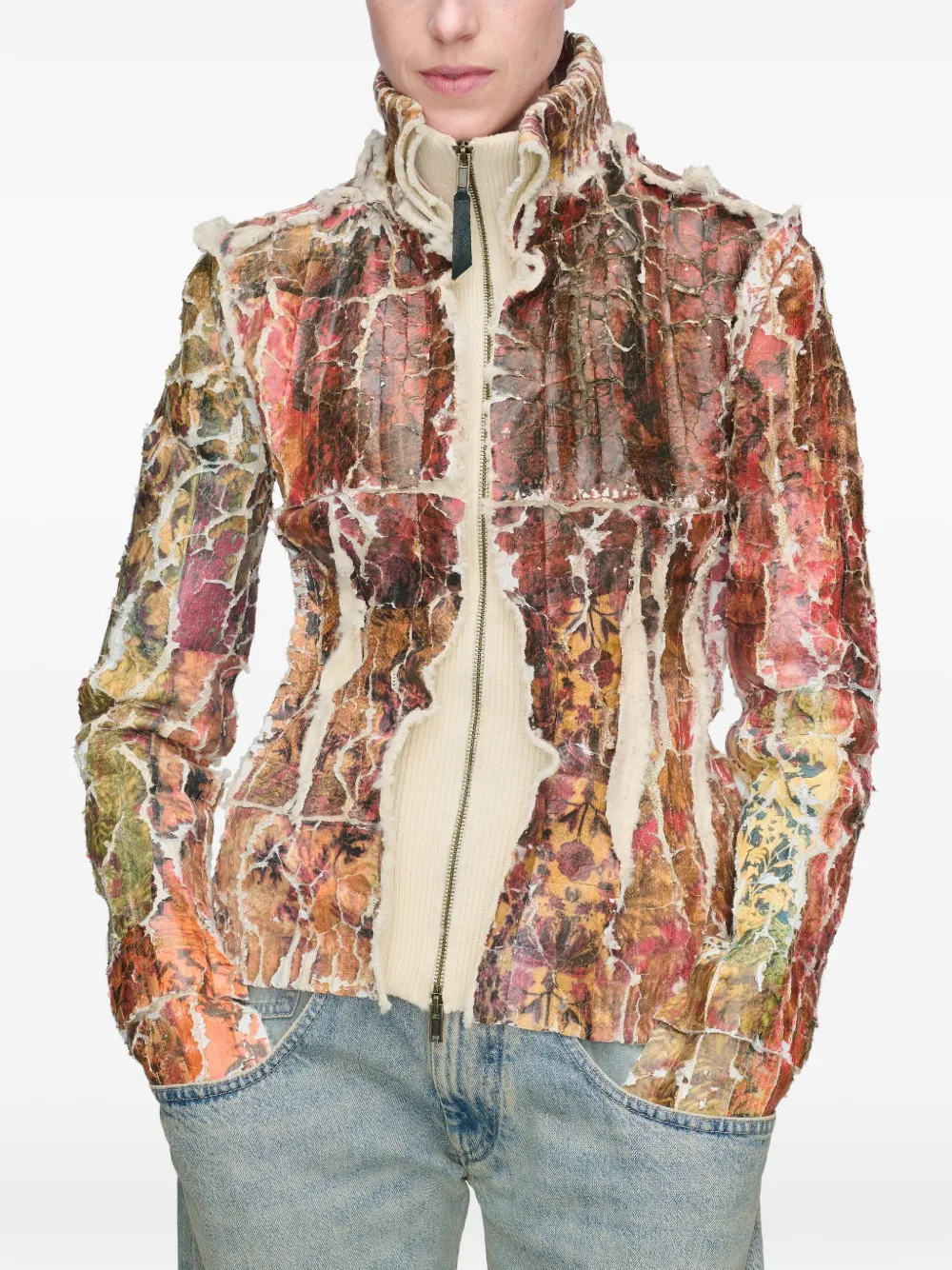 Maison Margiela Vest met bloemenprint en rits Rood
