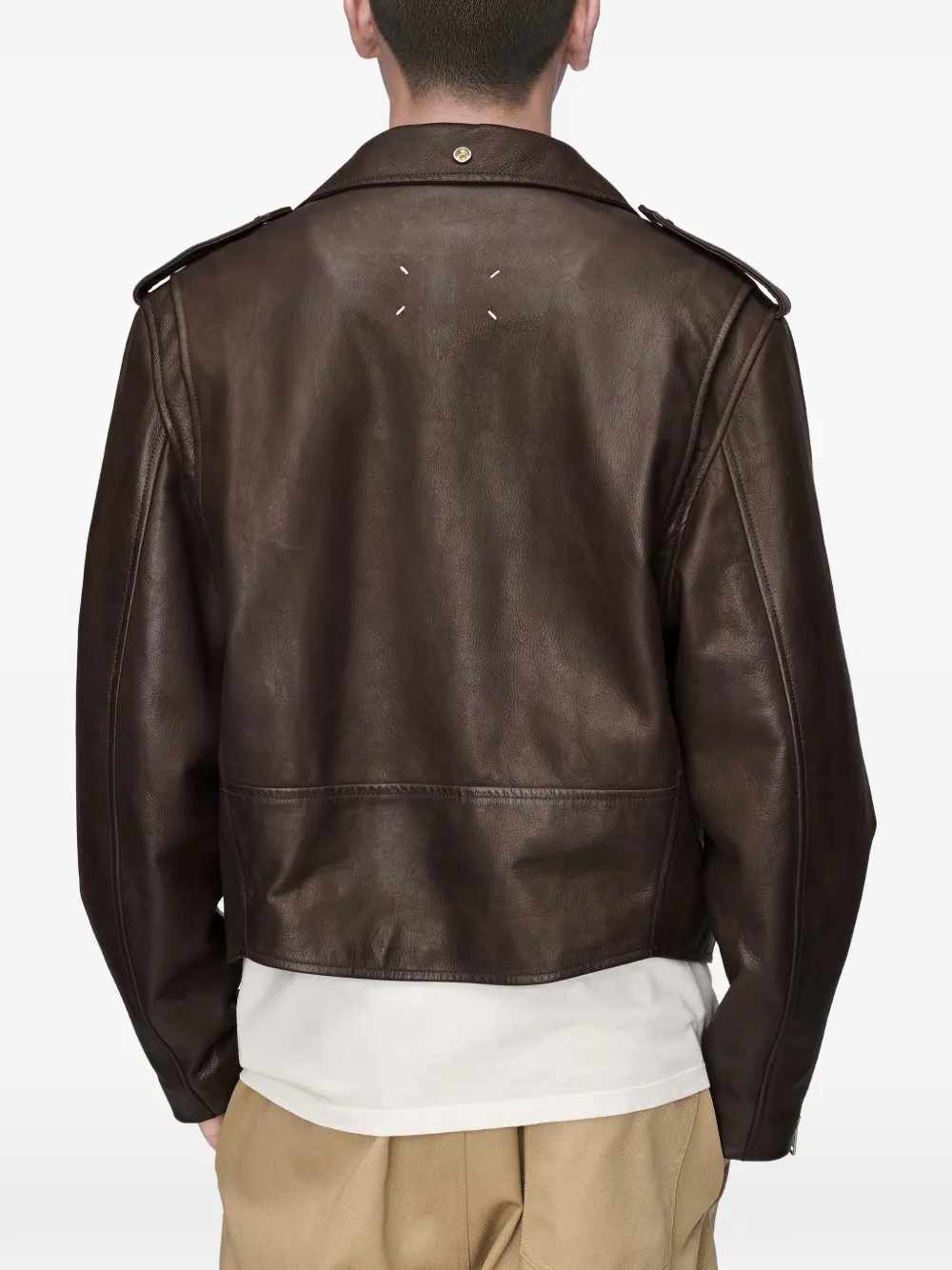 Maison Margiela Leren jack Bruin