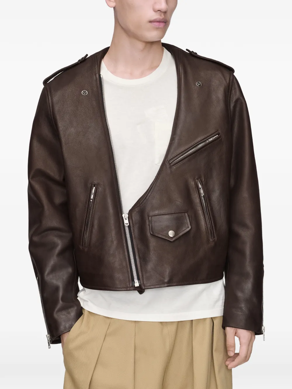 Maison Margiela Leren jack Bruin