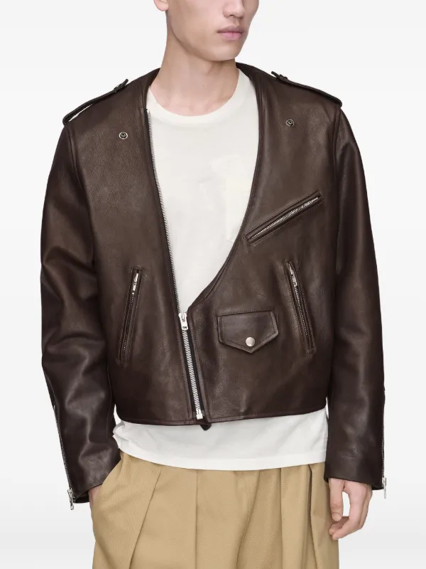 Maison Margiela レザージャケット | ブラウン | FARFETCH JP