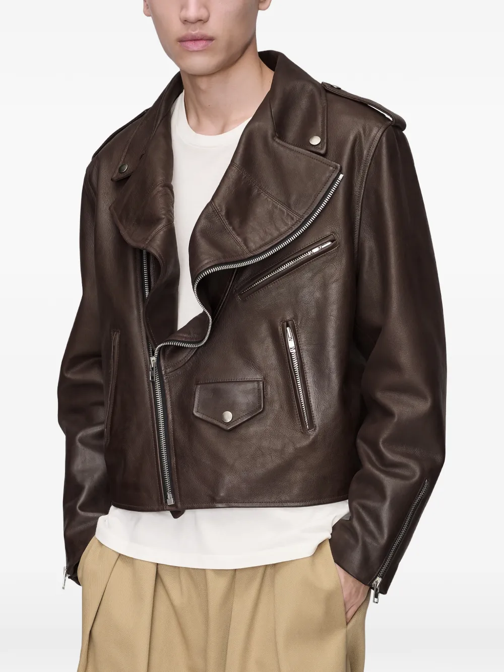 Maison Margiela Leren jack Bruin