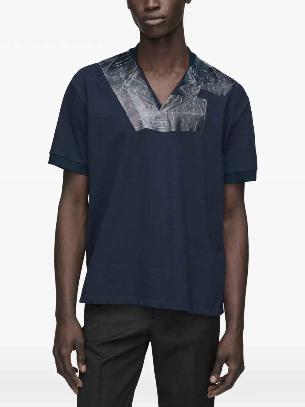 Maison Margiela T-shirt met V-hals en bandjes Blauw