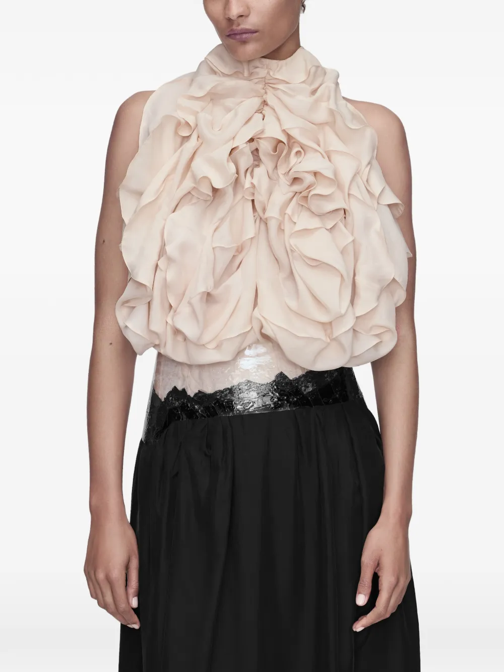 Maison Margiela Top met ruches en halternek Beige
