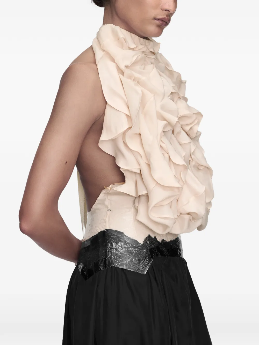 Maison Margiela Top met ruches en halternek Beige