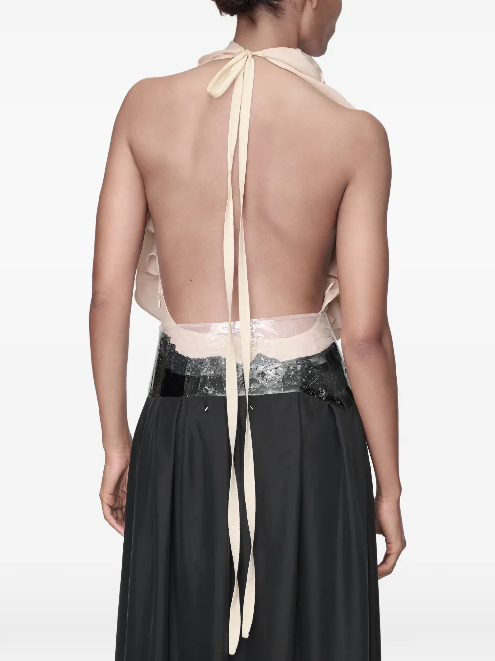 Maison Margiela Top met ruches en halternek Beige