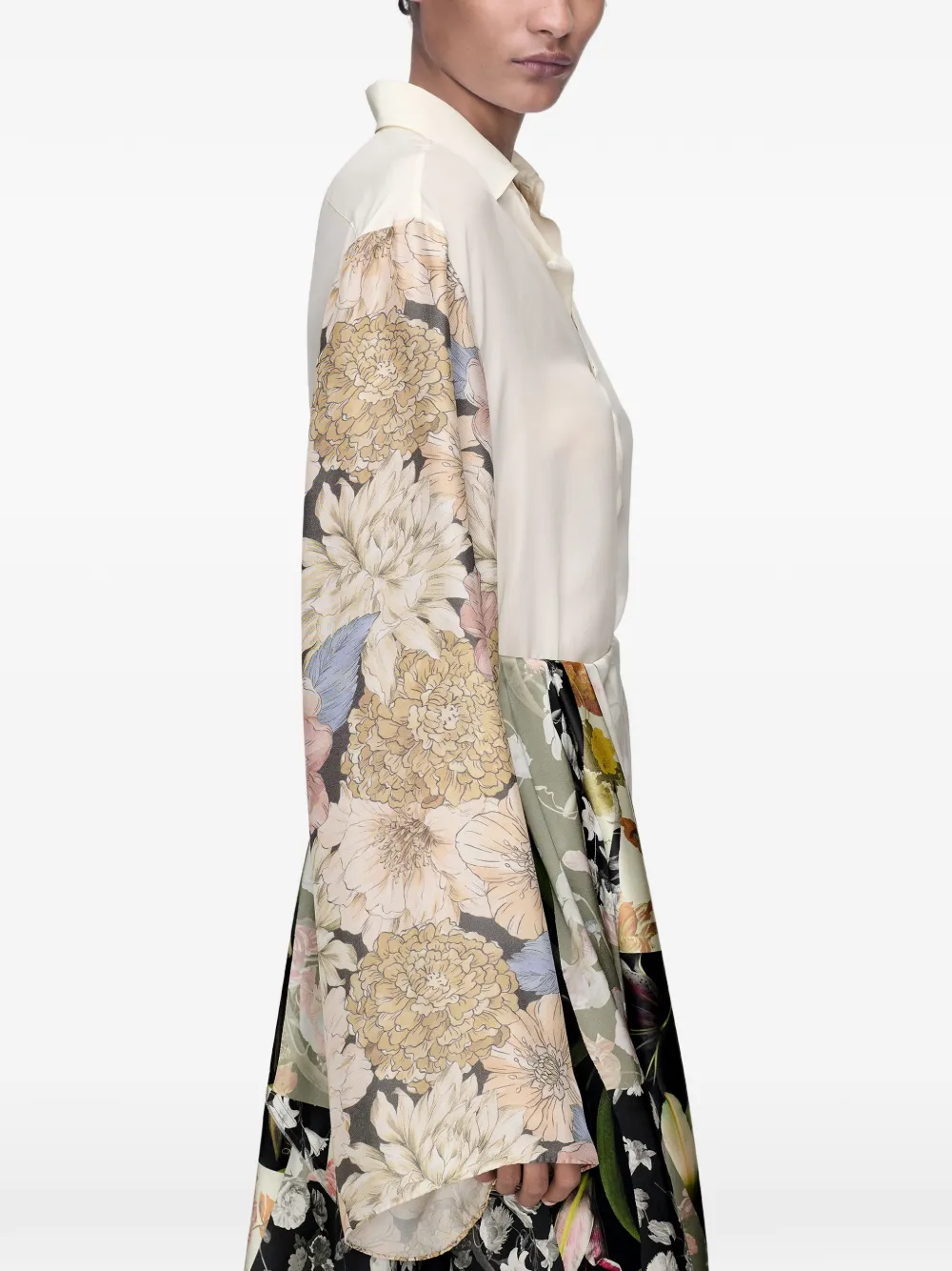 Maison Margiela Zijden blouse met bloemen Beige