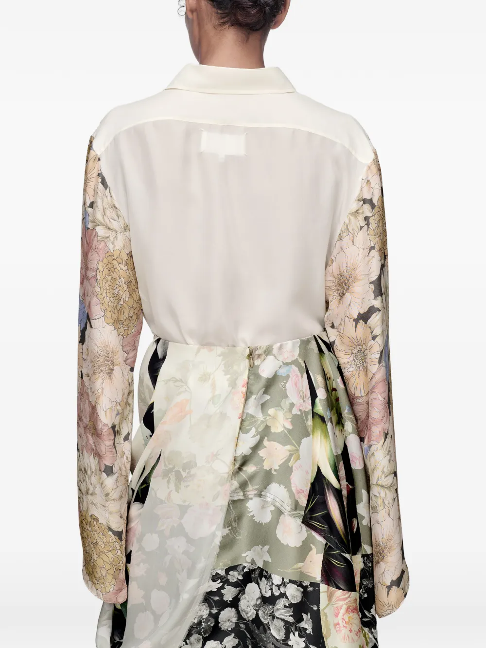 Maison Margiela Zijden blouse met bloemen Beige