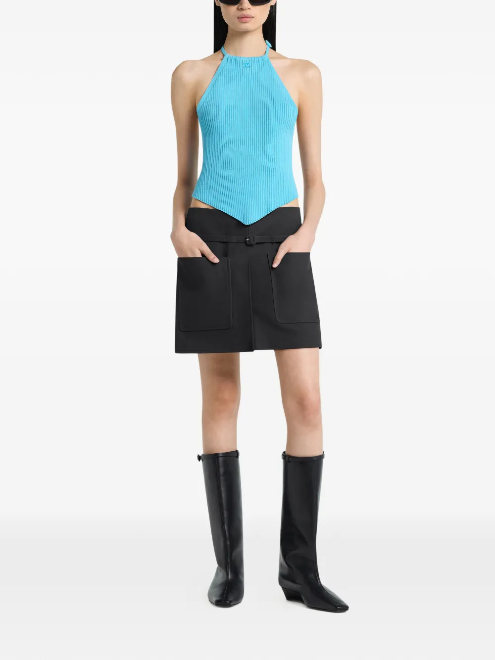 Courrèges Geribbelde tanktop Blauw