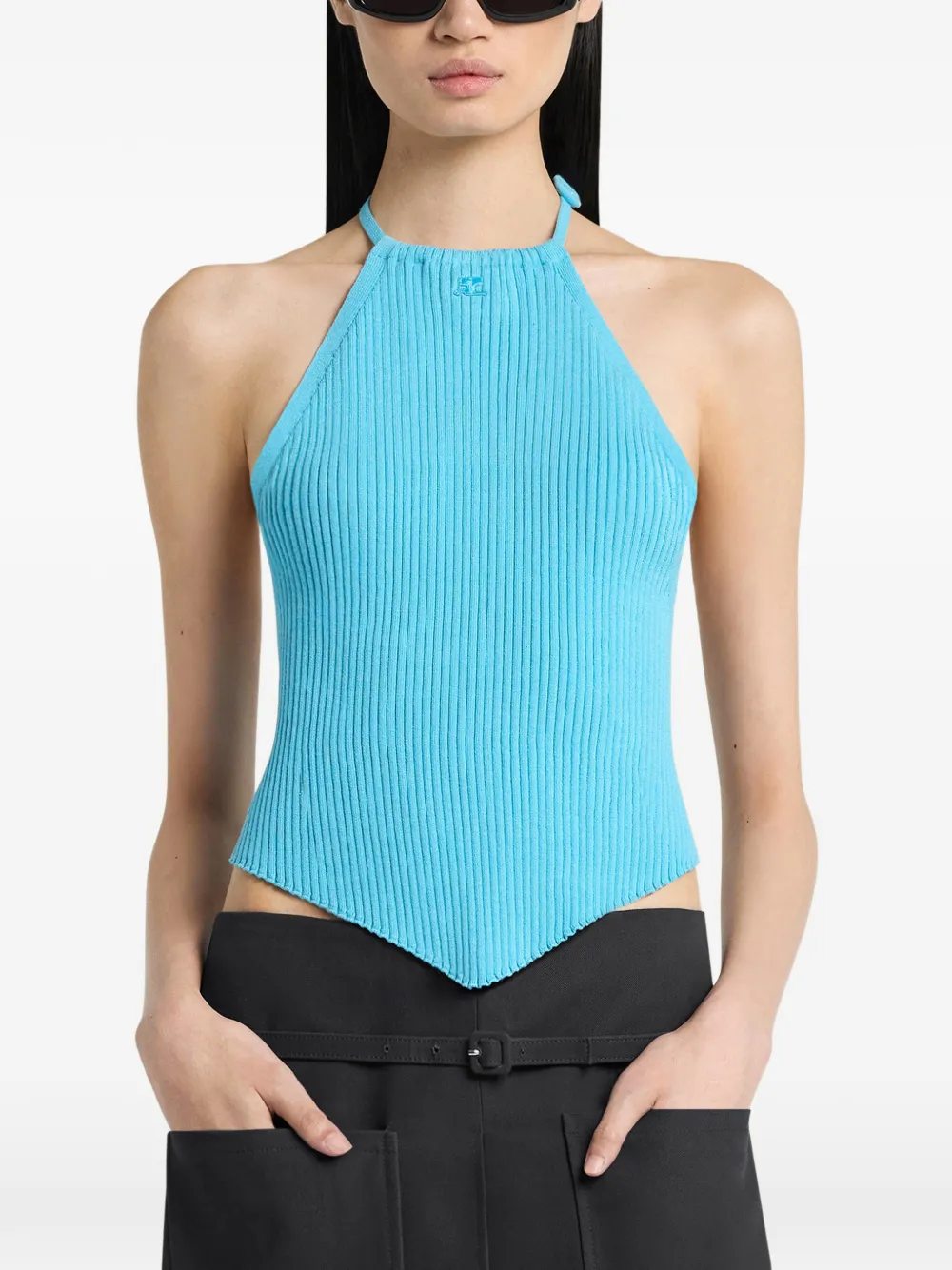 Courrèges Geribbelde tanktop Blauw
